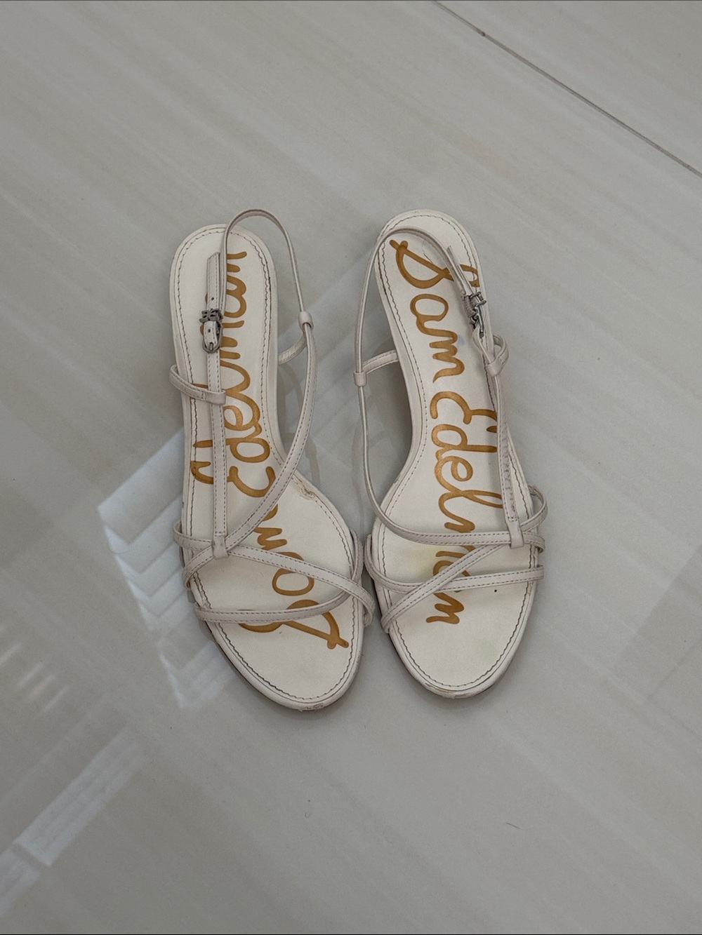 Sam Edelman Ivory Strappy Slingback Sandals